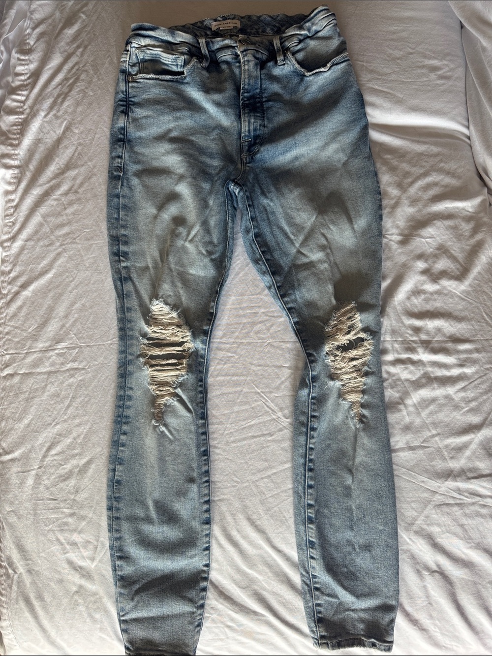 Good American Light Blue Ripped Skinny Jeans